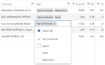 Organize your receipts using tags and comments.